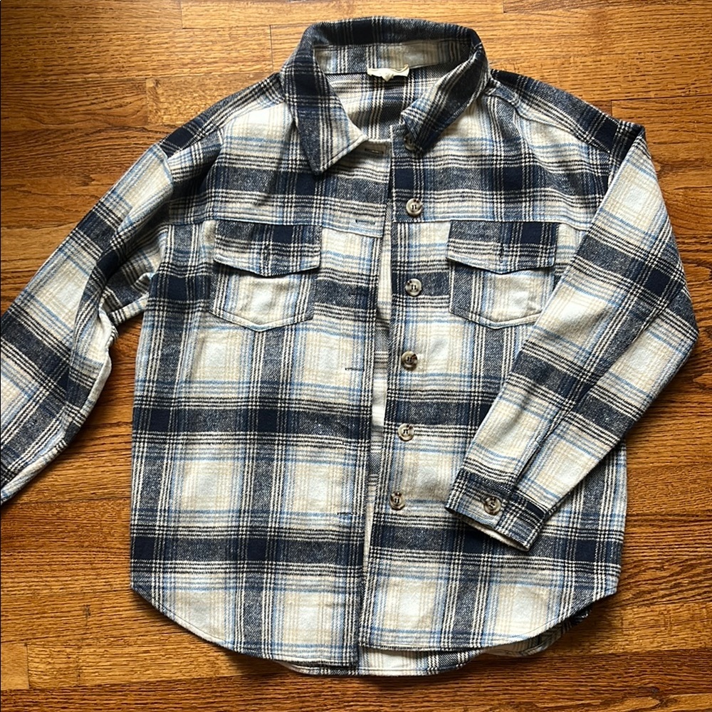 La Hearts Blue and Cream Plaid Shirt